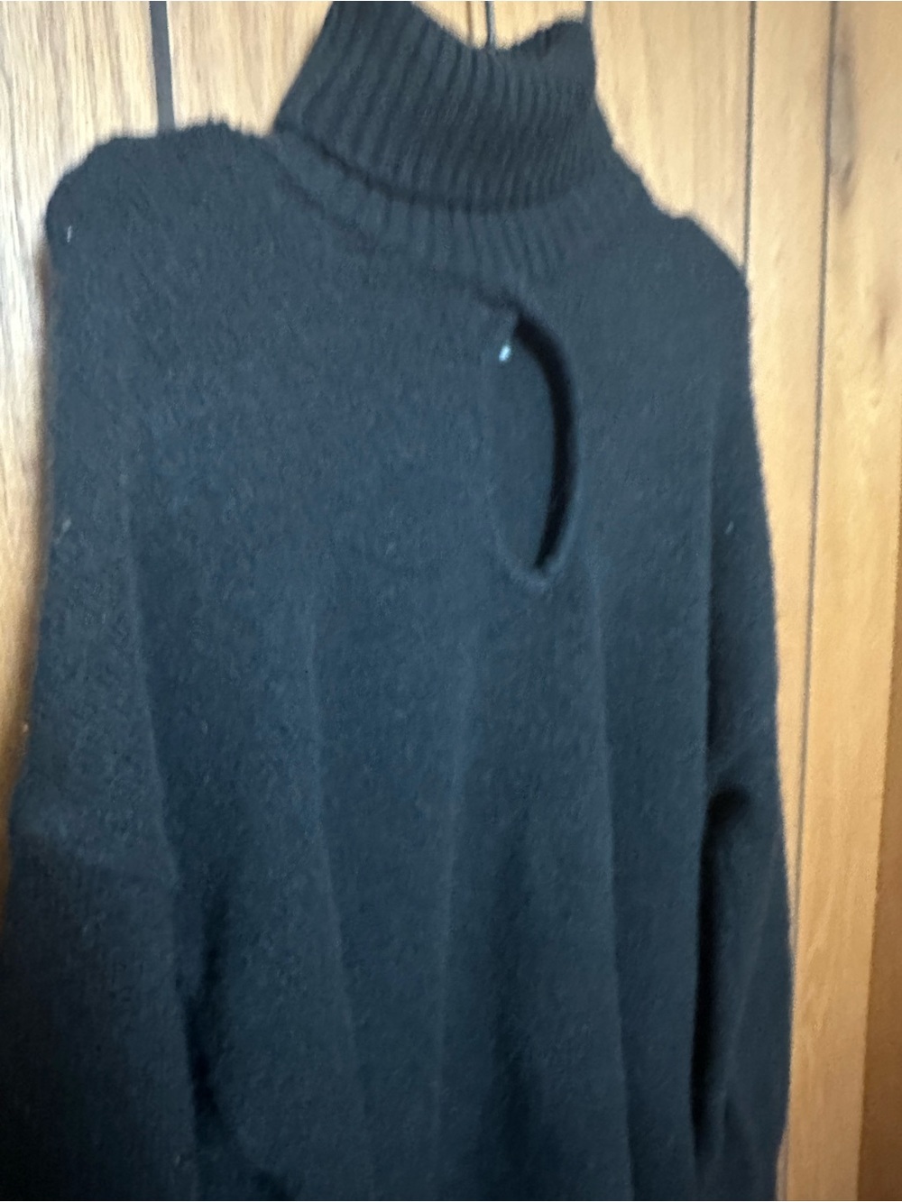 Black Keyhole Turtleneck Sweater